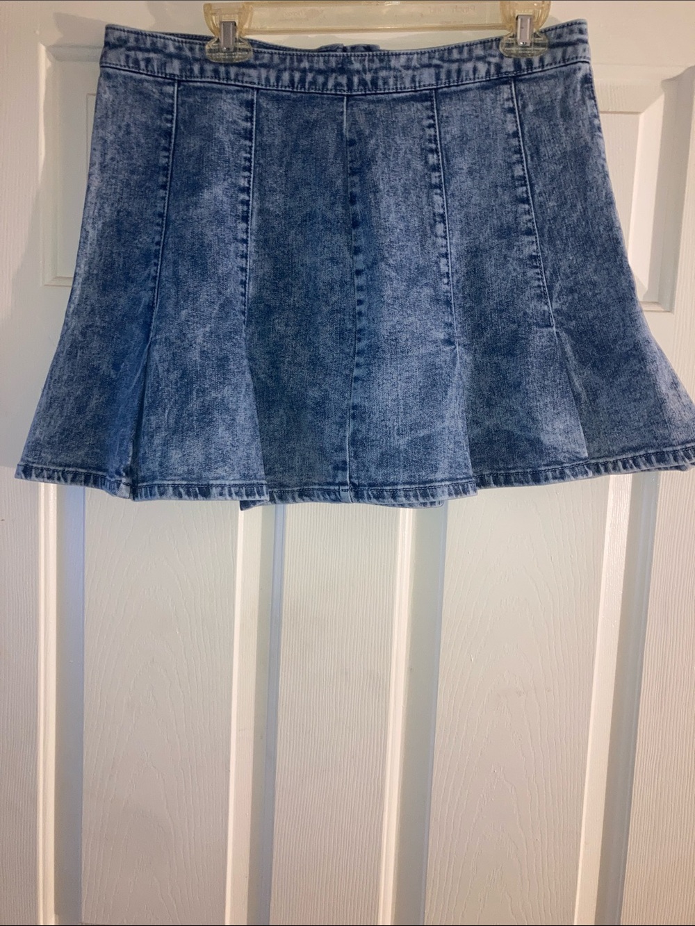 No Boundaries Blue Acid Wash Denim Mini Skirt